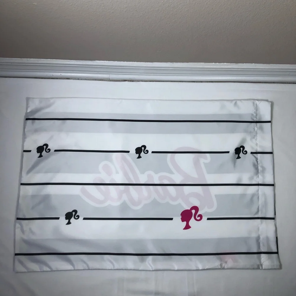 Barbie Barbicore Black & White Stripped Beauty Silky Satin Standard Pillowcase